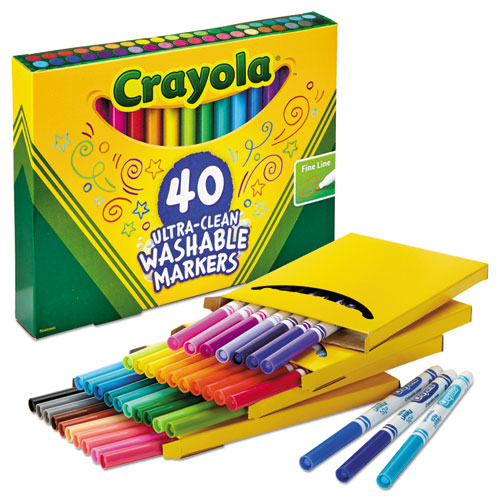 Crayola® wholesale. Ultra-clean Washable Markers, Fine Bullet Tip, Classic Colors, 40-set. HSD Wholesale: Janitorial Supplies, Breakroom Supplies, Office Supplies.