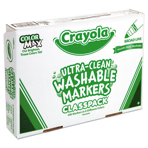 Crayola® wholesale. Ultra-clean Washable Marker Classpack, Broad Bullet Tip, Assorted Colors, 200-box. HSD Wholesale: Janitorial Supplies, Breakroom Supplies, Office Supplies.