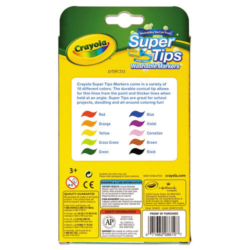 Crayola® wholesale. Washable Super Tips Markers, Broad-fine Bullet Tip, Assorted Colors,. HSD Wholesale: Janitorial Supplies, Breakroom Supplies, Office Supplies.