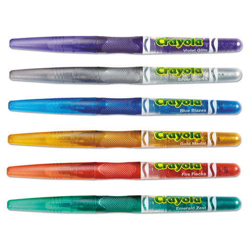 Crayola® wholesale. Glitter Markers, Medium Bullet Tip, Assorted Colors, 6-set. HSD Wholesale: Janitorial Supplies, Breakroom Supplies, Office Supplies.