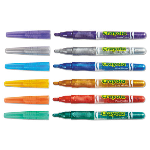 Crayola® wholesale. Glitter Markers, Medium Bullet Tip, Assorted Colors, 6-set. HSD Wholesale: Janitorial Supplies, Breakroom Supplies, Office Supplies.
