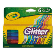 Crayola® wholesale. Glitter Markers, Medium Bullet Tip, Assorted Colors, 6-set. HSD Wholesale: Janitorial Supplies, Breakroom Supplies, Office Supplies.