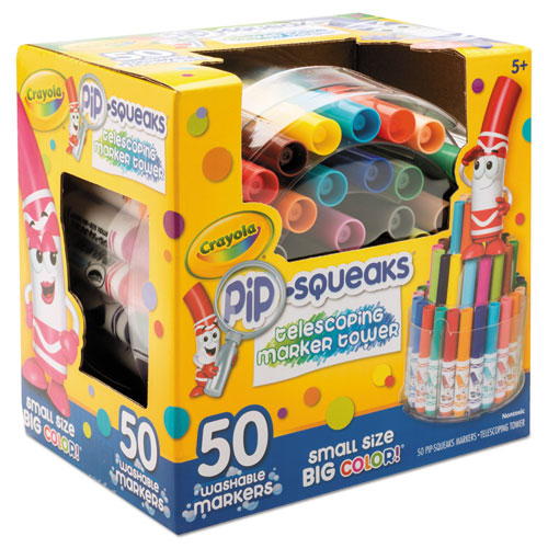 Crayola® wholesale. Pip-squeaks Telescoping Marker Tower, Medium Bullet Tip, Assorted Colors, 50-pack. HSD Wholesale: Janitorial Supplies, Breakroom Supplies, Office Supplies.