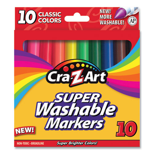 Cra-Z-Art® wholesale. Super Washable Markers, Broad Bullet Tip, Assorted Colors, 10-set. HSD Wholesale: Janitorial Supplies, Breakroom Supplies, Office Supplies.