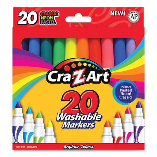 Cra-Z-Art® wholesale. Washable Markers, Broad Bullet Tip, 20 Assorted Colors, 20-set. HSD Wholesale: Janitorial Supplies, Breakroom Supplies, Office Supplies.