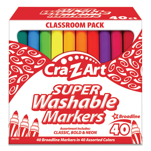 Cra-Z-Art® wholesale. Super Washable Markers, Broad Bullet Tip, Assorted Colors, 40-set. HSD Wholesale: Janitorial Supplies, Breakroom Supplies, Office Supplies.