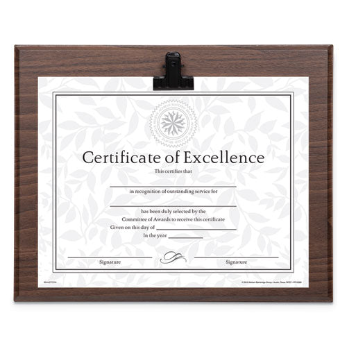 DAX® wholesale. Plaque With Metal Clip, Wood, 8 1-2 X 11 Insert, Walnut. HSD Wholesale: Janitorial Supplies, Breakroom Supplies, Office Supplies.