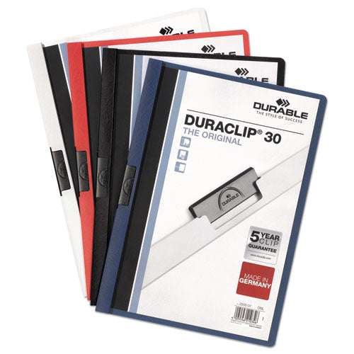 Durable® wholesale. Vinyl Duraclip Report Cover W-clip, Letter, Holds 30 Pages, Clear-black, 25-box. HSD Wholesale: Janitorial Supplies, Breakroom Supplies, Office Supplies.