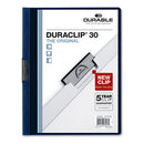 Durable® wholesale. Vinyl Duraclip Report Cover W-clip, Letter, Holds 30 Pages, Clear-navy, 25-box. HSD Wholesale: Janitorial Supplies, Breakroom Supplies, Office Supplies.