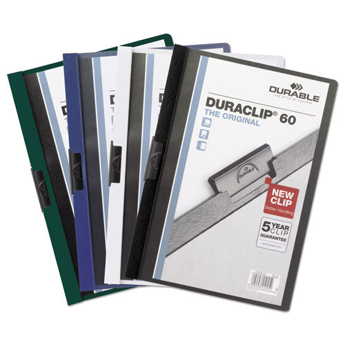 Durable® wholesale. Vinyl Duraclip Report Cover, Letter, Holds 60 Pages, Clear-dark Blue, 25-box. HSD Wholesale: Janitorial Supplies, Breakroom Supplies, Office Supplies.