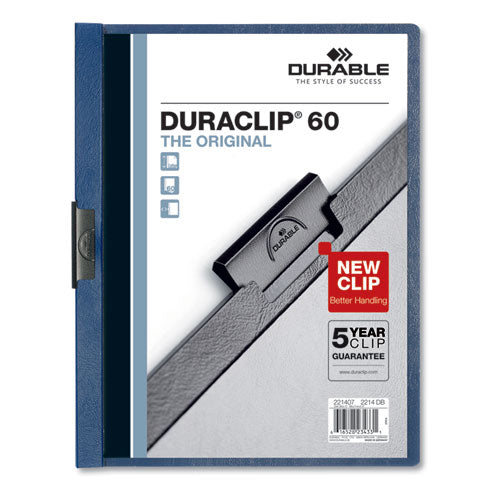 Durable® wholesale. Vinyl Duraclip Report Cover, Letter, Holds 60 Pages, Clear-dark Blue, 25-box. HSD Wholesale: Janitorial Supplies, Breakroom Supplies, Office Supplies.