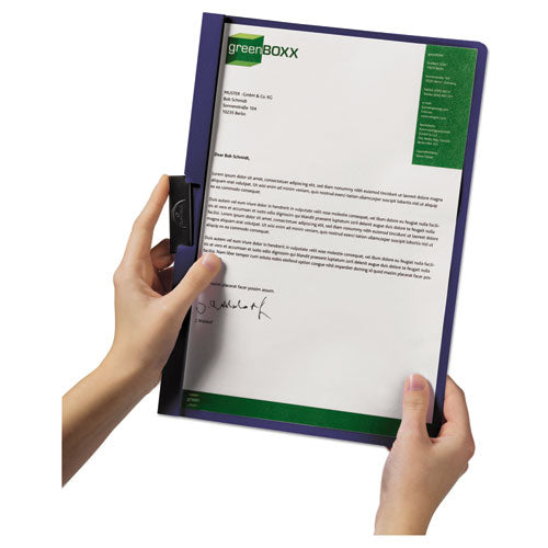 Durable® wholesale. Vinyl Duraclip Report Cover W-clip, Letter, Holds 60 Pages, Clear-navy, 25-box. HSD Wholesale: Janitorial Supplies, Breakroom Supplies, Office Supplies.