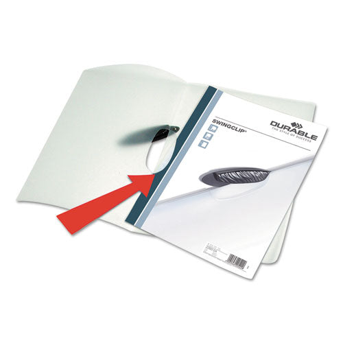 Durable® wholesale. Swingclip Clear Report Cover, Letter Size, Black Clip, 25-box. HSD Wholesale: Janitorial Supplies, Breakroom Supplies, Office Supplies.