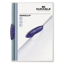 Load image into Gallery viewer, Durable® wholesale. Swingclip Clear Report Cover, Letter Size, Dark Blue Clip, 25-box. HSD Wholesale: Janitorial Supplies, Breakroom Supplies, Office Supplies.