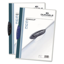 Load image into Gallery viewer, Durable® wholesale. Swingclip Clear Report Cover, Letter Size, Dark Blue Clip, 25-box. HSD Wholesale: Janitorial Supplies, Breakroom Supplies, Office Supplies.