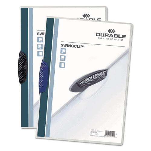 Durable® wholesale. Swingclip Clear Report Cover, Letter Size, Dark Blue Clip, 25-box. HSD Wholesale: Janitorial Supplies, Breakroom Supplies, Office Supplies.