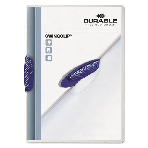 Durable® wholesale. Swingclip Clear Report Cover, Letter Size, Dark Blue Clip, 25-box. HSD Wholesale: Janitorial Supplies, Breakroom Supplies, Office Supplies.