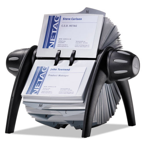 Durable® wholesale. Visifix Flip Rotary Business Card File, Holds 400 4 1-8 X 2 7-8 Cards, Black-sr. HSD Wholesale: Janitorial Supplies, Breakroom Supplies, Office Supplies.