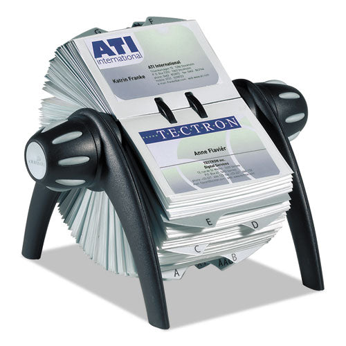 Durable® wholesale. Visifix Flip Rotary Business Card File, Holds 400 4 1-8 X 2 7-8 Cards, Black-sr. HSD Wholesale: Janitorial Supplies, Breakroom Supplies, Office Supplies.