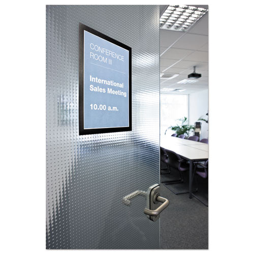 Durable® wholesale. Duraframe Sign Holder, 8 1-2 X 11, Black Frame, 2 Per Pack. HSD Wholesale: Janitorial Supplies, Breakroom Supplies, Office Supplies.
