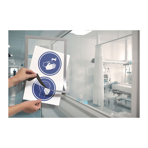 Durable® wholesale. Duraframe Sign Holder, 8 1-2" X 11", Silver Frame, 2-pack. HSD Wholesale: Janitorial Supplies, Breakroom Supplies, Office Supplies.
