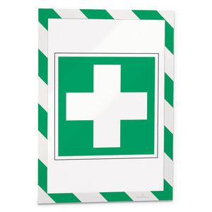 Durable® wholesale. Duraframe Security Magnetic Sign Holder, 8 1-2" X 11", Green-white Frame, 2-pack. HSD Wholesale: Janitorial Supplies, Breakroom Supplies, Office Supplies.