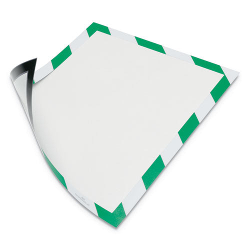 Durable® wholesale. Duraframe Security Magnetic Sign Holder, 8 1-2" X 11", Green-white Frame, 2-pack. HSD Wholesale: Janitorial Supplies, Breakroom Supplies, Office Supplies.
