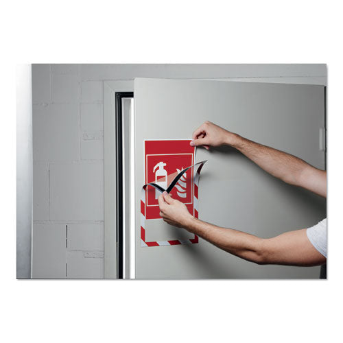 Durable® wholesale. Duraframe Security Magnetic Sign Holder, 8 1-2" X 11", Red-white Frame, 2-pack. HSD Wholesale: Janitorial Supplies, Breakroom Supplies, Office Supplies.
