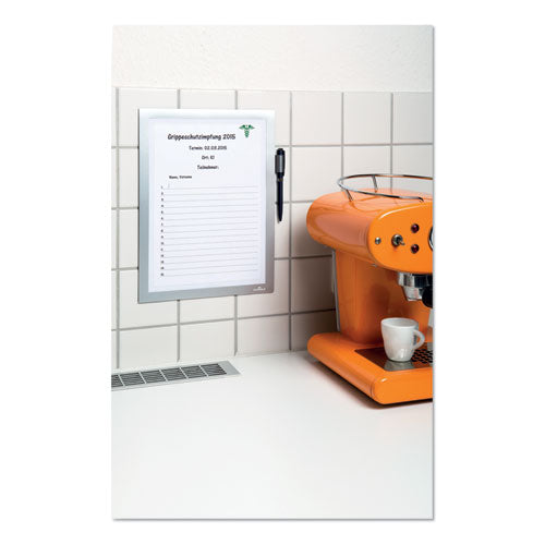 Durable® wholesale. Duraframe Note Sign Holder, 8 1-2" X 11", Silver Frame. HSD Wholesale: Janitorial Supplies, Breakroom Supplies, Office Supplies.