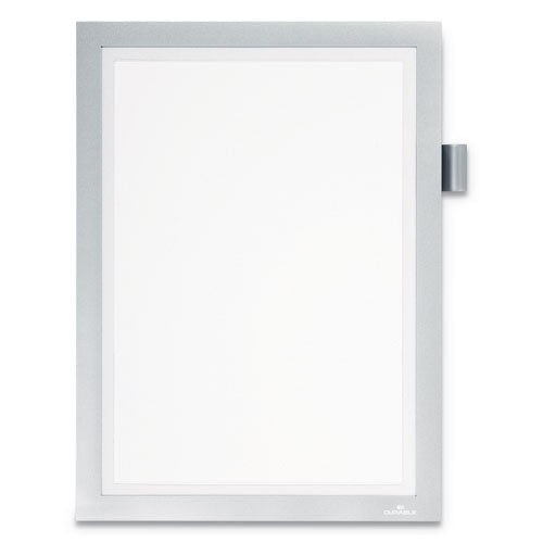 Durable® wholesale. Duraframe Note Sign Holder, 8 1-2" X 11", Silver Frame. HSD Wholesale: Janitorial Supplies, Breakroom Supplies, Office Supplies.