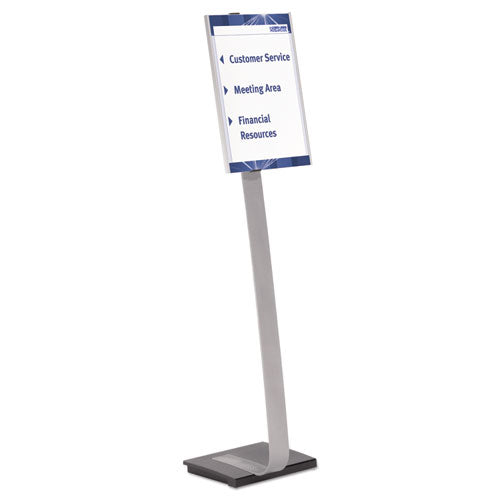 Durable® wholesale. Info Sign Duo Floor Stand, Tabloid-size Inserts, 15 X 50, Clear. HSD Wholesale: Janitorial Supplies, Breakroom Supplies, Office Supplies.