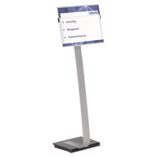 Durable® wholesale. Info Sign Duo Floor Stand, Tabloid-size Inserts, 15 X 50, Clear. HSD Wholesale: Janitorial Supplies, Breakroom Supplies, Office Supplies.