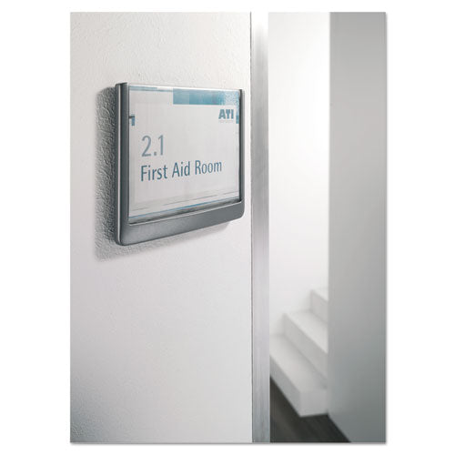 Durable® wholesale. Click Sign Holder For Interior Walls, 6 3-4 X 5-8 X 5 1-8, Gray. HSD Wholesale: Janitorial Supplies, Breakroom Supplies, Office Supplies.