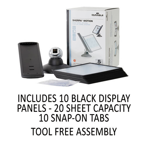 Durable® wholesale. Sherpa Motion Desk Reference System, 10 Panels, Black Borders. HSD Wholesale: Janitorial Supplies, Breakroom Supplies, Office Supplies.