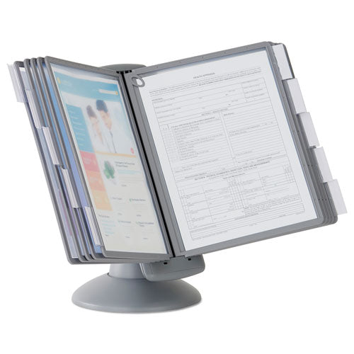 Durable® wholesale. Sherpa Motion Desk Reference System, 10 Panels, Gray Borders. HSD Wholesale: Janitorial Supplies, Breakroom Supplies, Office Supplies.