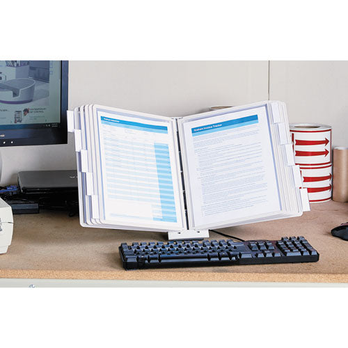 Durable® wholesale. Sherpa Desk Reference System, 10 Panels, 10 X 5 7-8 X 13 1-2, Gray Borders. HSD Wholesale: Janitorial Supplies, Breakroom Supplies, Office Supplies.