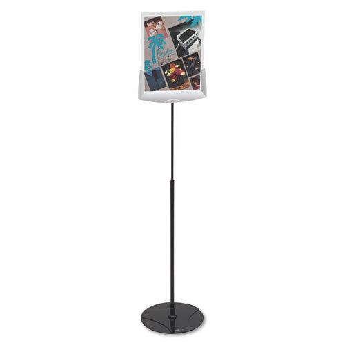 Durable® wholesale. Sherpa Infobase Sign Stand, Acrylic-metal, 40"-60" High, Gray. HSD Wholesale: Janitorial Supplies, Breakroom Supplies, Office Supplies.