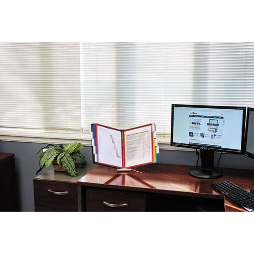 Durable® wholesale. Instaview Expandable Desktop Reference System, 10 Panels, Assorted Borders. HSD Wholesale: Janitorial Supplies, Breakroom Supplies, Office Supplies.