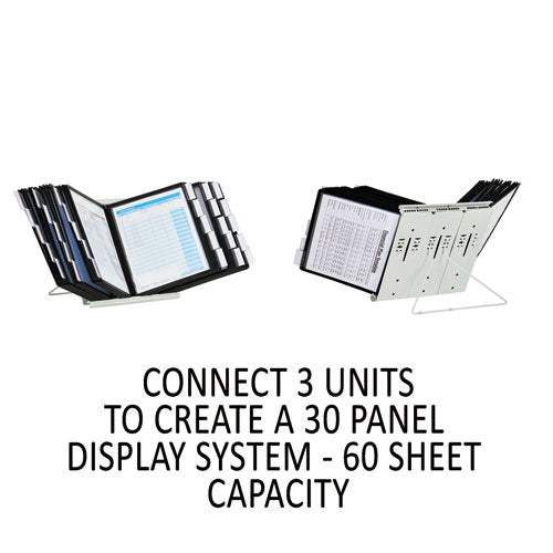 Durable® wholesale. Instaview Expandable Desktop Reference System, 10 Panels, Black Borders. HSD Wholesale: Janitorial Supplies, Breakroom Supplies, Office Supplies.