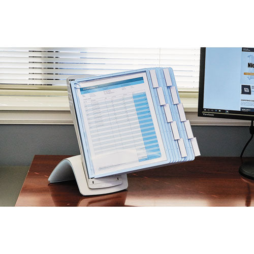 Durable® wholesale. Sherpa Style Desk-mount Reference System, 20 Sheet Capacity, Blue-gray. HSD Wholesale: Janitorial Supplies, Breakroom Supplies, Office Supplies.
