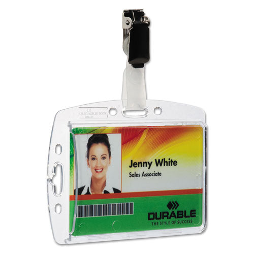 Durable® wholesale. Id-security Card Holder Set, Vertical-horizontal, Clip, Clear, 25-pack. HSD Wholesale: Janitorial Supplies, Breakroom Supplies, Office Supplies.