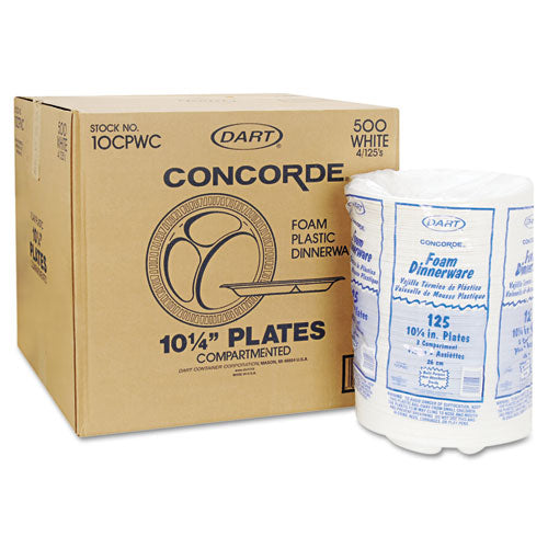 Dart® wholesale. DART Concorde Foam Plate, Compartmented, 10 1-4" Dia, We, 125-pack, 4 Packs-carton. HSD Wholesale: Janitorial Supplies, Breakroom Supplies, Office Supplies.