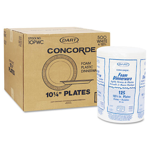 Dart® wholesale. DART Concorde Foam Plate, 10 1-4" Dia, White, 125-pack, 4 Packs-carton. HSD Wholesale: Janitorial Supplies, Breakroom Supplies, Office Supplies.