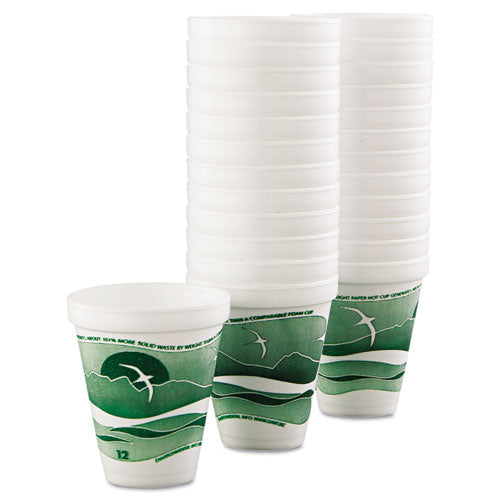 Dart® wholesale. DART Horizon Hot-cold Foam Drinking Cups, 12oz, Green-white, 25-bag, 40 Bags-carton. HSD Wholesale: Janitorial Supplies, Breakroom Supplies, Office Supplies.