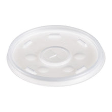 Load image into Gallery viewer, Dart® wholesale. DART Plastic Lids For Foam Cups, Bowls And Containers, Flat With Straw Slot, Fits 6-14 Oz, Translucent, 1,000-carton. HSD Wholesale: Janitorial Supplies, Breakroom Supplies, Office Supplies.