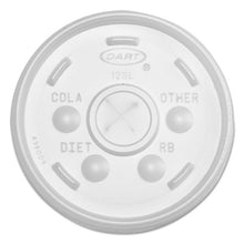 Load image into Gallery viewer, Dart® wholesale. DART Plastic Lids For Foam Cups, Bowls And Containers, Flat With Straw Slot, Fits 6-14 Oz, Translucent, 1,000-carton. HSD Wholesale: Janitorial Supplies, Breakroom Supplies, Office Supplies.