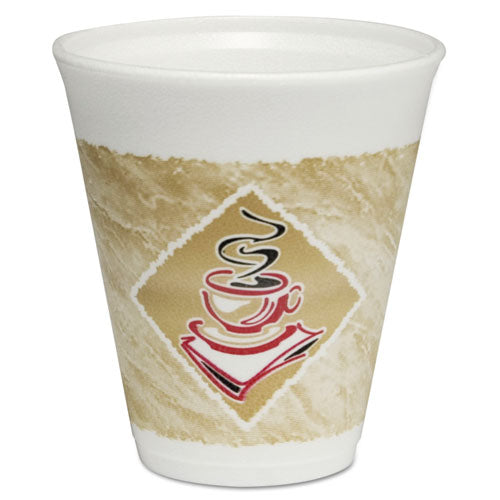 Dart® wholesale. Dart® Café G Foam Hot-cold Cups, 12 Oz, White With Brown And Red, 1000-carton. HSD Wholesale: Janitorial Supplies, Breakroom Supplies, Office Supplies.