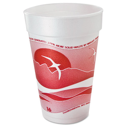 Dart® wholesale. DART Horizon Foam Cup, Hot-cold, 16oz., Printed, Cranberry-white, 25-bag, 40-ct. HSD Wholesale: Janitorial Supplies, Breakroom Supplies, Office Supplies.