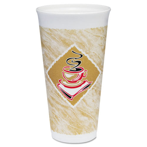 Dart® wholesale. DART Foam Hot-cold Cups, 20 Oz., Café G Design, White-brown With Red Accents. HSD Wholesale: Janitorial Supplies, Breakroom Supplies, Office Supplies.