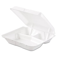 Load image into Gallery viewer, Dart® wholesale. DART Foam Hinged Lid Containers, 3-compartment, 7.5 X 8 X 2.3, White, 200-carton. HSD Wholesale: Janitorial Supplies, Breakroom Supplies, Office Supplies.